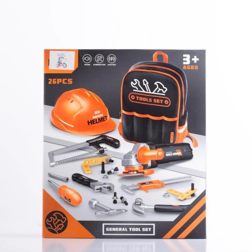 Kids 26-Piece Tool Set with Safety Helmet & Backpack